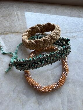 Beaded Orange Glass Tube Bracelet - Women Jewelry